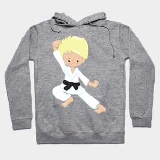 Karate Boy, Cute Boy, Blond Hair, Black Belt Hoodie